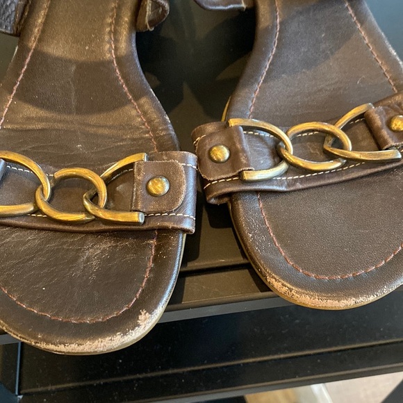 Ecco Brown Leather Chain Sandals Size 37 - Picture 8 of 9